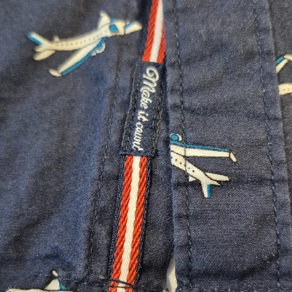Denim & Flower Short Sleeve XL Airplane Print Blue Casual Button Down Shirt Mens - Picture 5 of 13